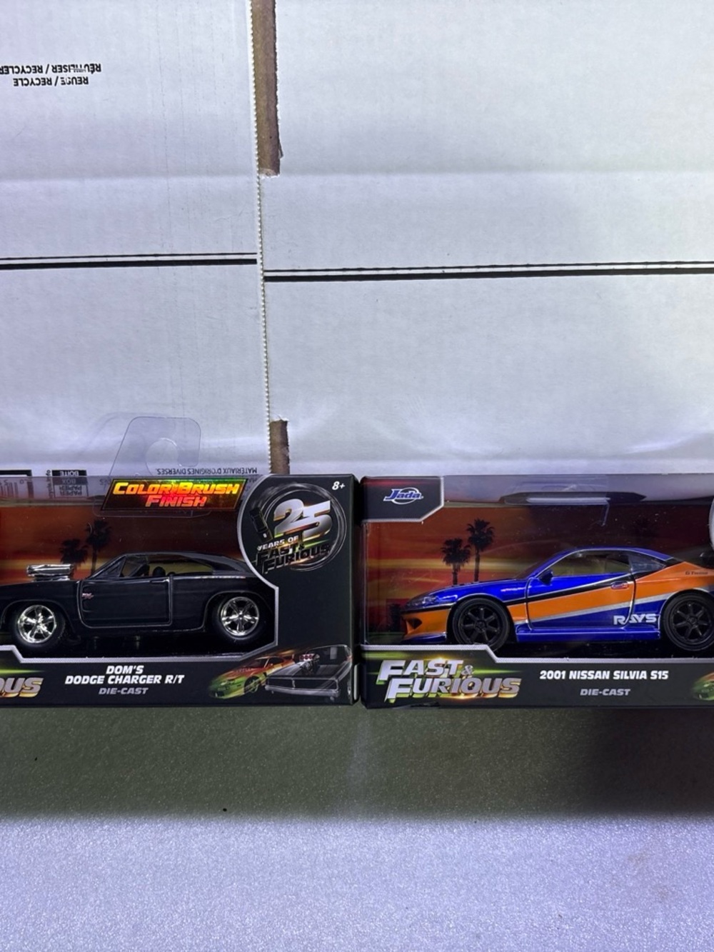 Jada toys Doms charger chase and 2001 Nissan Silvia